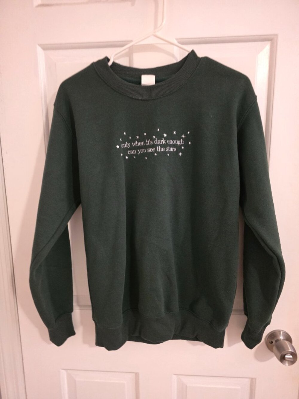 Hunter Dark Green Sweatshirt size Small Unisex Only When Its Dark Quote Kamala